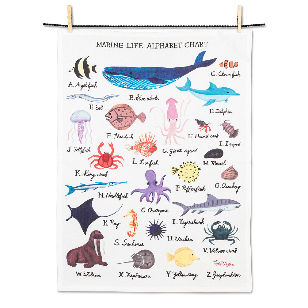 Marine Life Alphabet Tea Towel